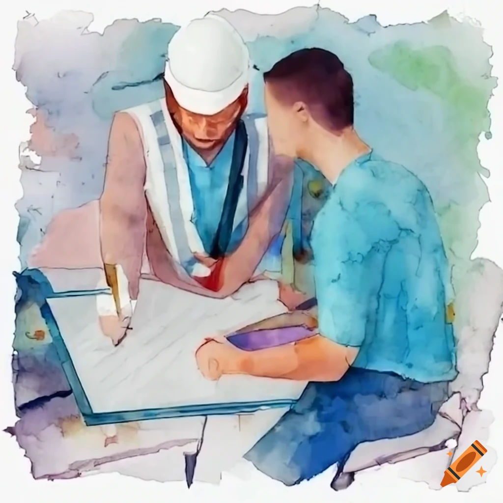 Architect discussing design plans with client on Craiyon