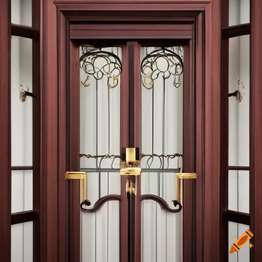 elegant British style entrance door with golden handle