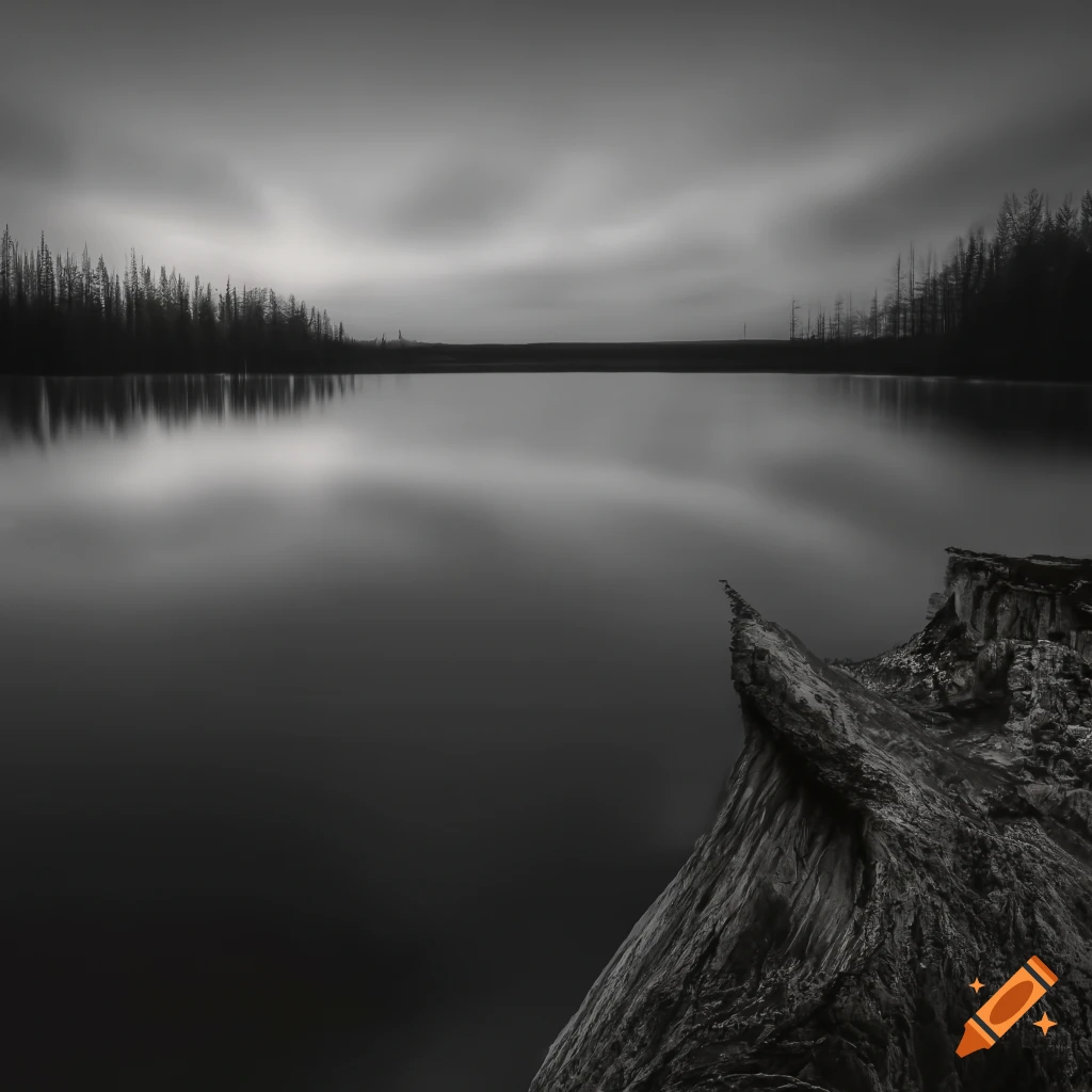Dark and spooky lake landscape on craiyon