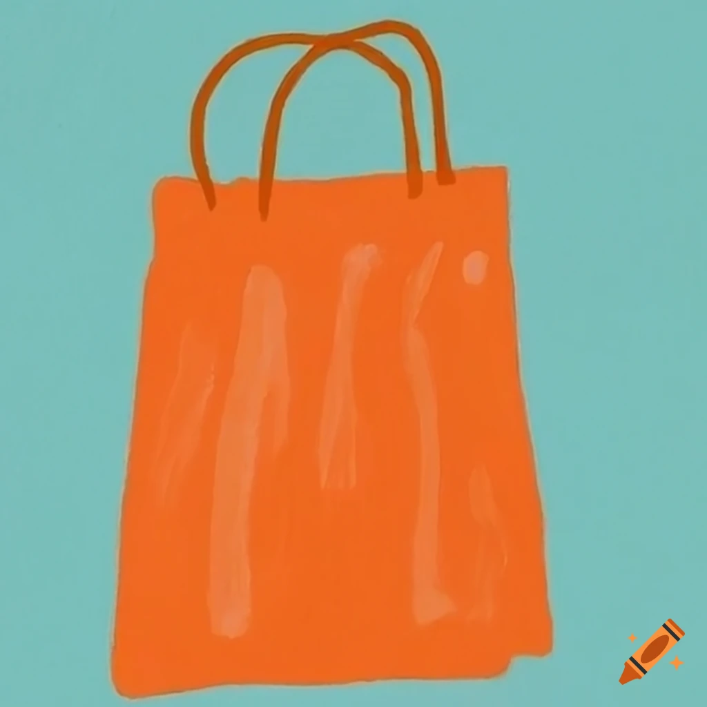 Kids Painting Of An Orange Shopping Bag