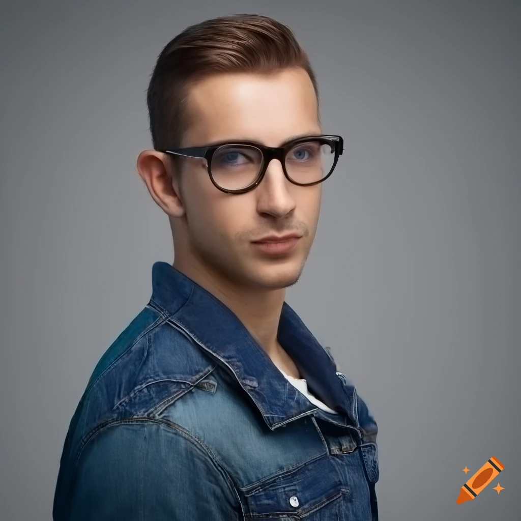 Portrait of a stylish young man with glasses on Craiyon