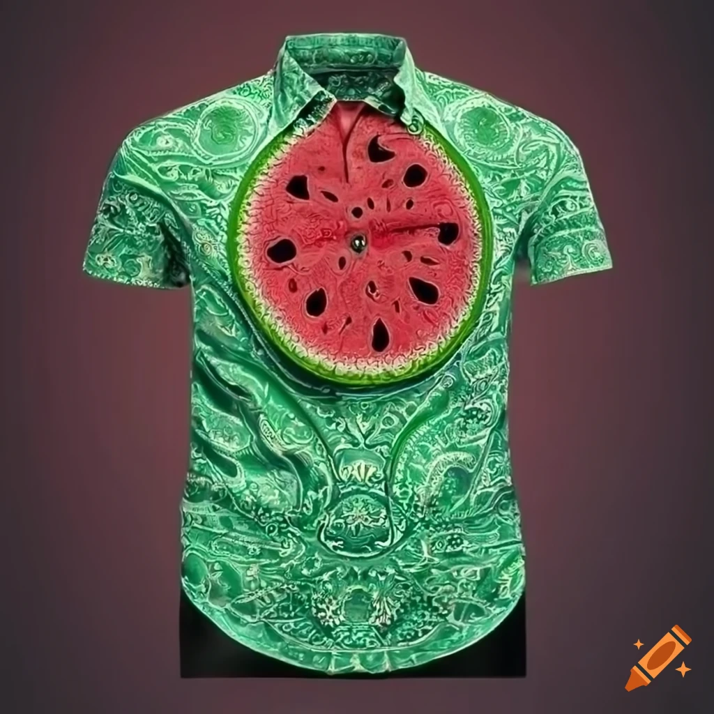 Men's shirt with green and red watermelon design on Craiyon