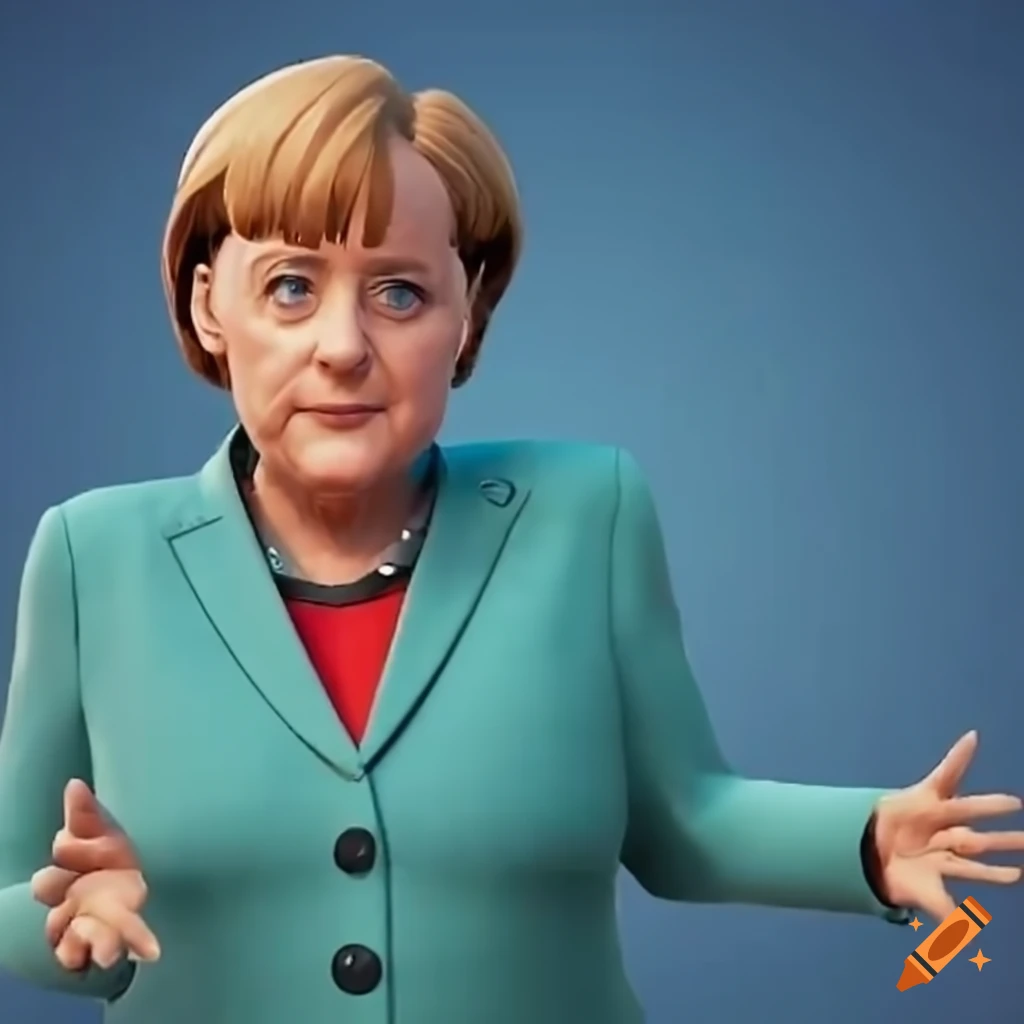 satirical depiction of Angela Merkel in Fortnite