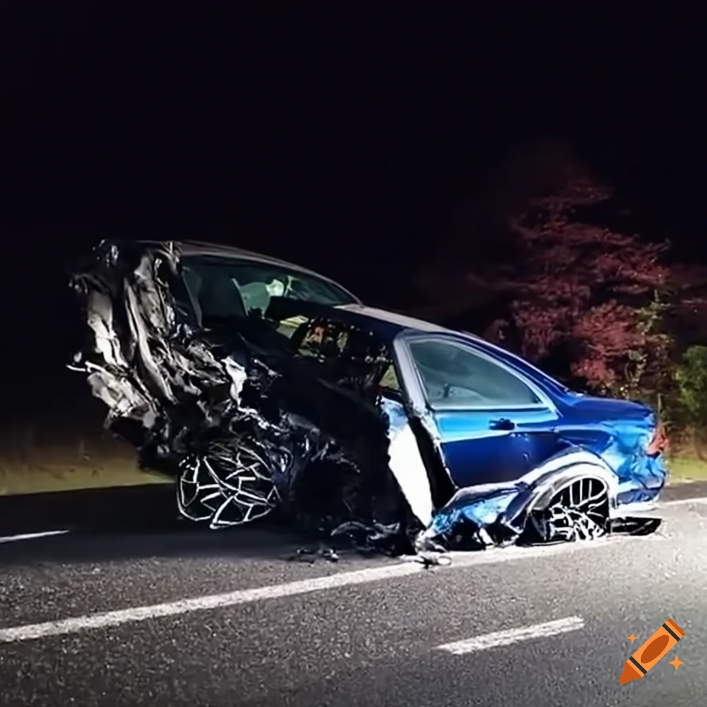 Wrecked bmw m5 after a severe accident on Craiyon