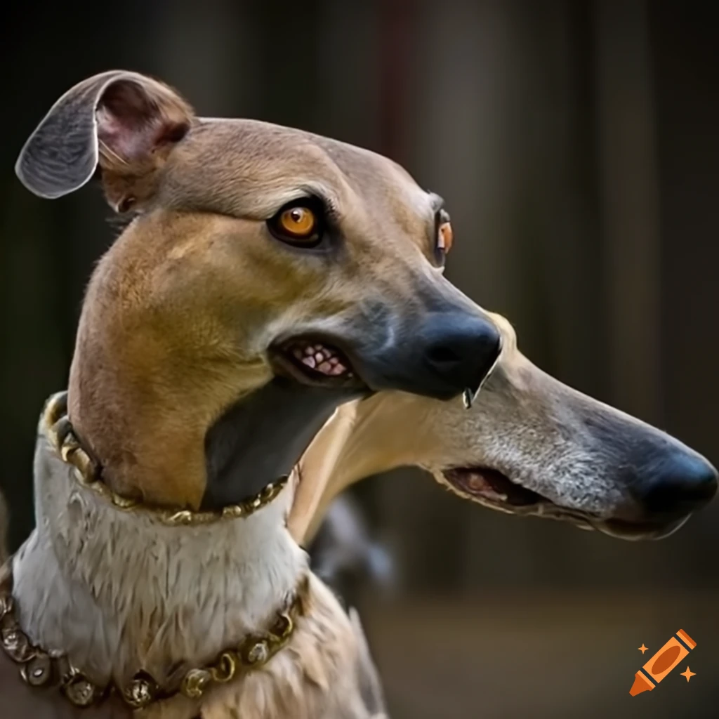 medieval artwork of greyhounds and hawks with jewels