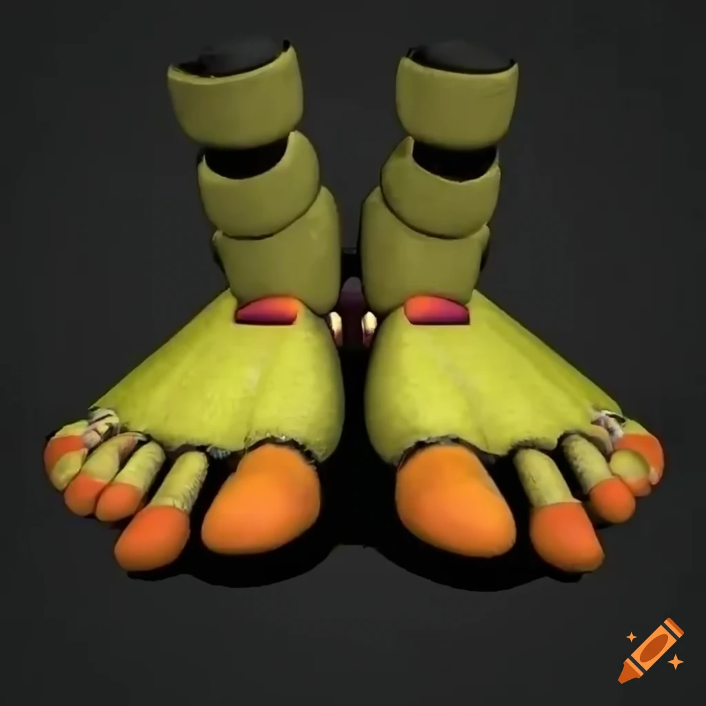 Close-up of chica's orange feet