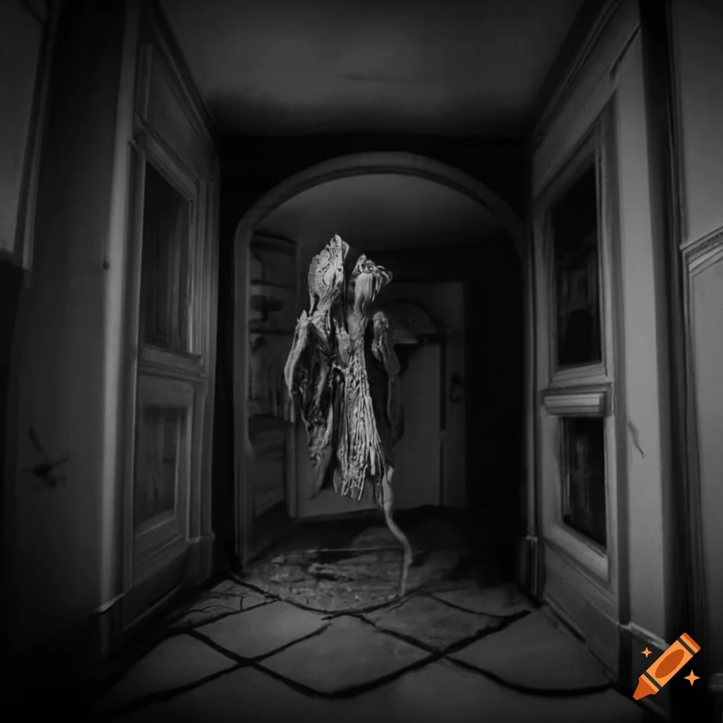 shadowy figure in a haunted room