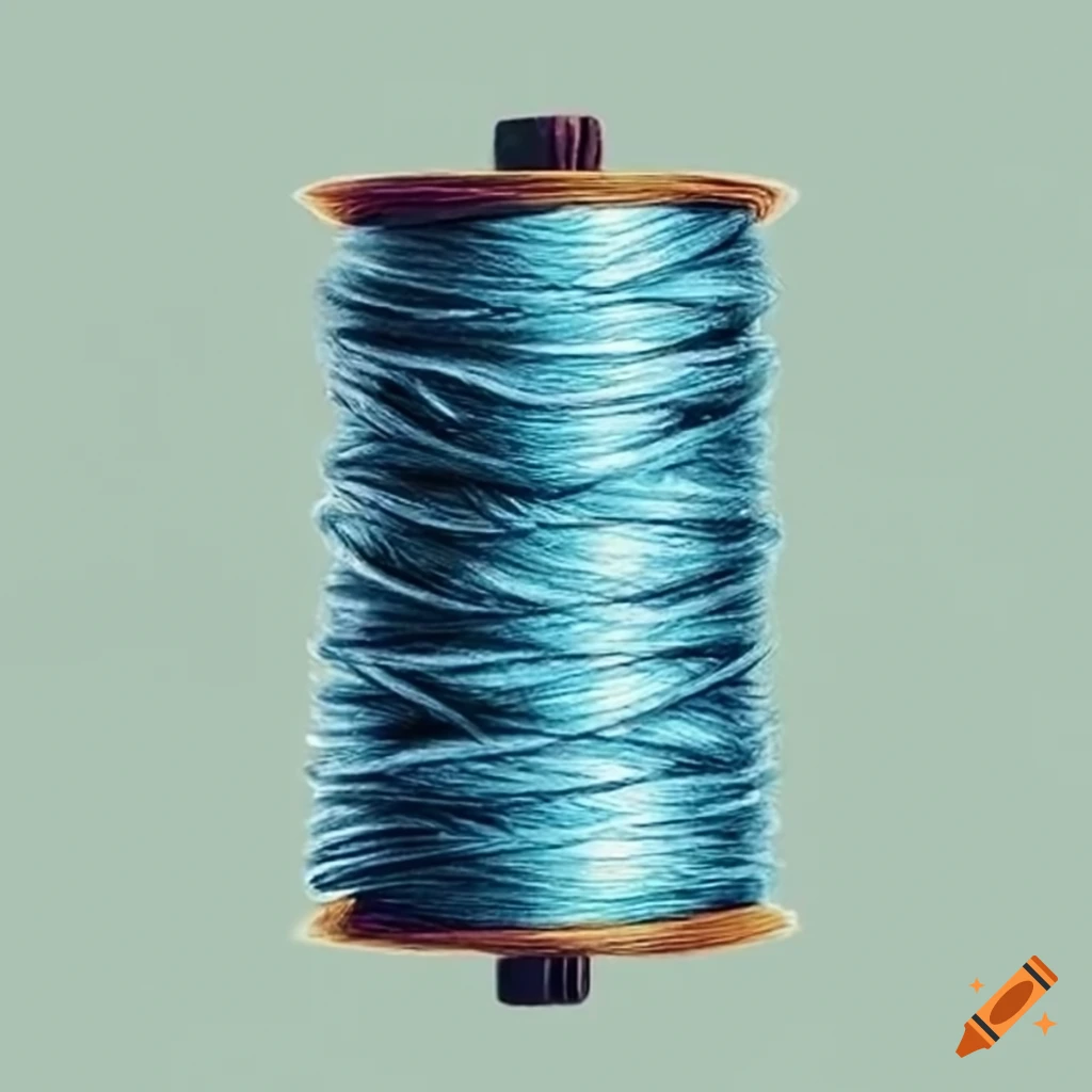 realistic drawing of a spool of thread and needle