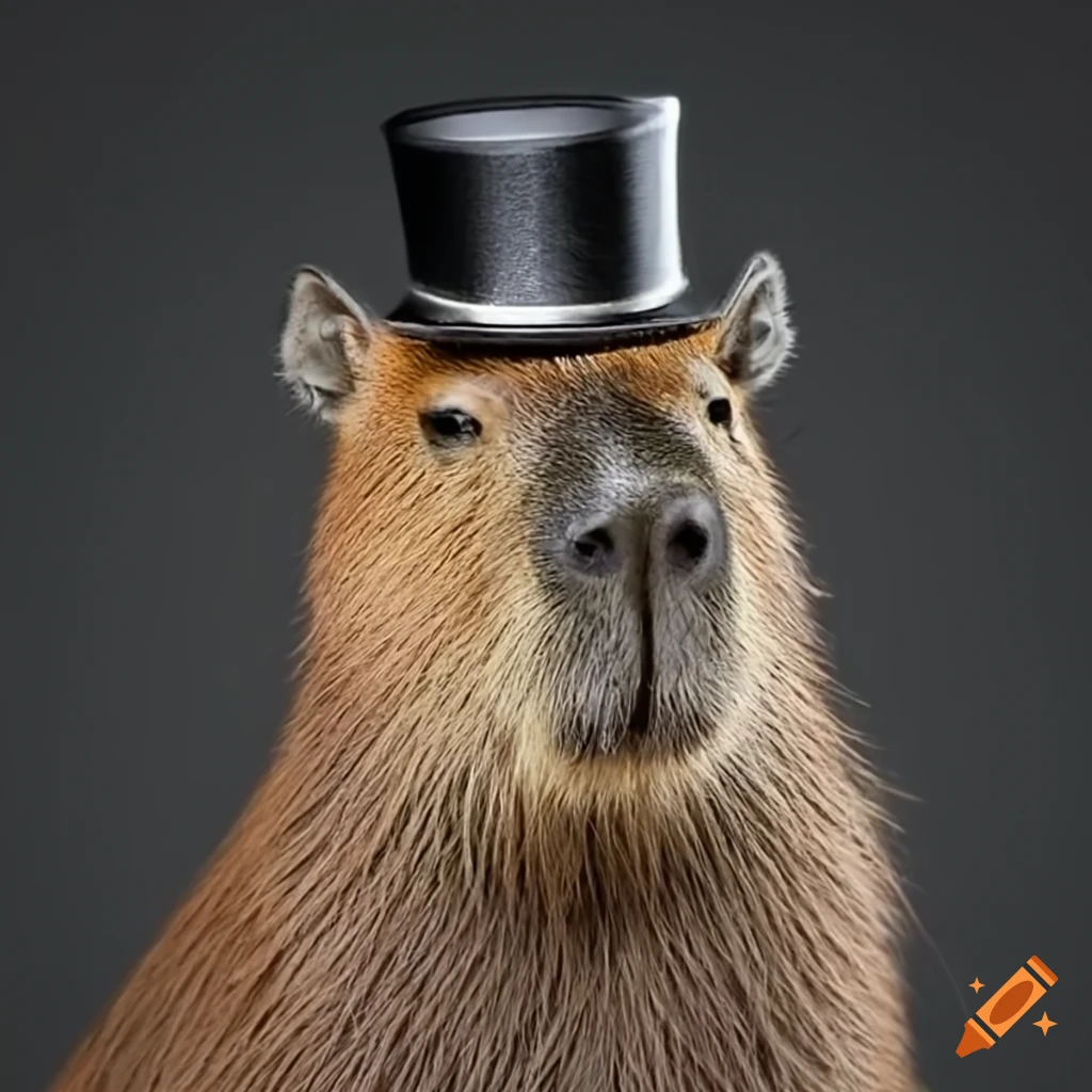 capybara wearing a top hat and monocle