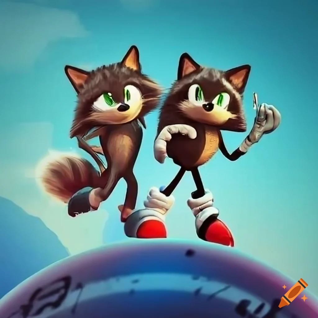 Sonic-style raccoon rocket logo for motorcycles and travel