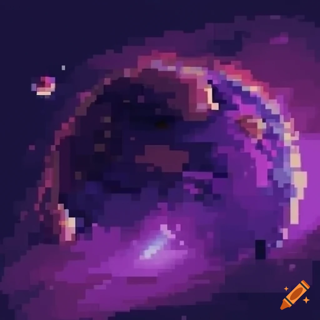 pixel art of a purple sun in space