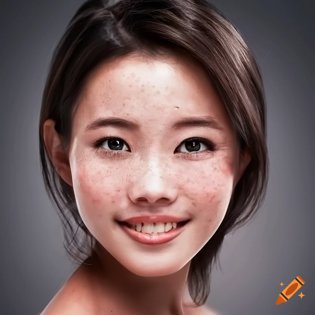 portrait of a pretty young woman with freckles