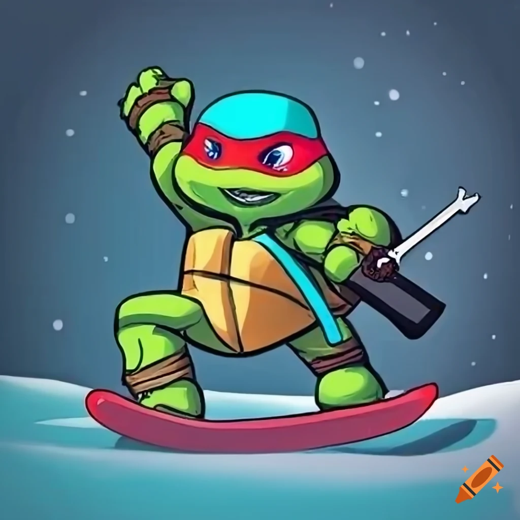 Ninja turtles snowboarding