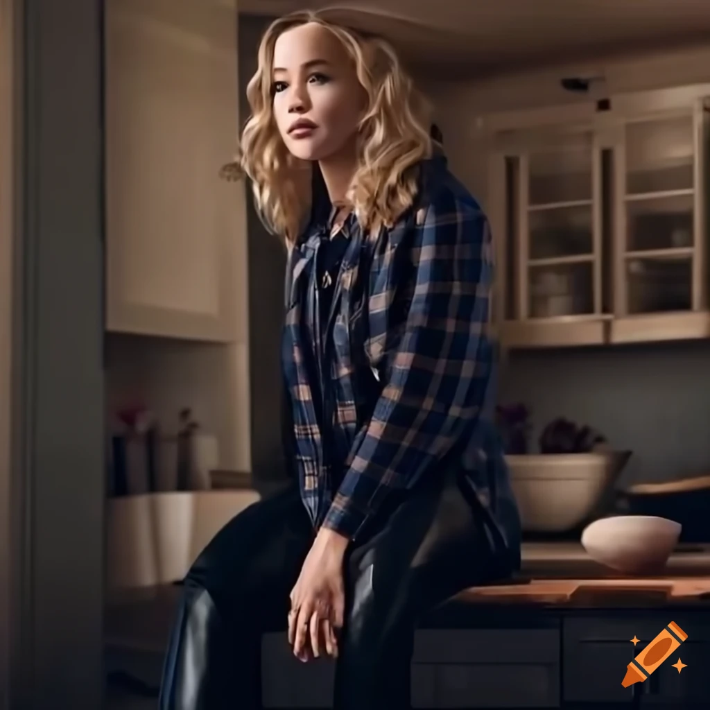 portrait of a young woman sitting on a farmhouse kitchen table