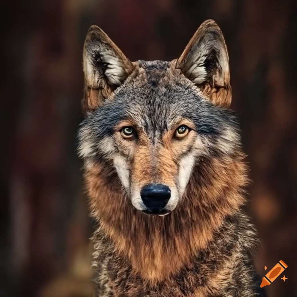 wolf with copper-colored fur