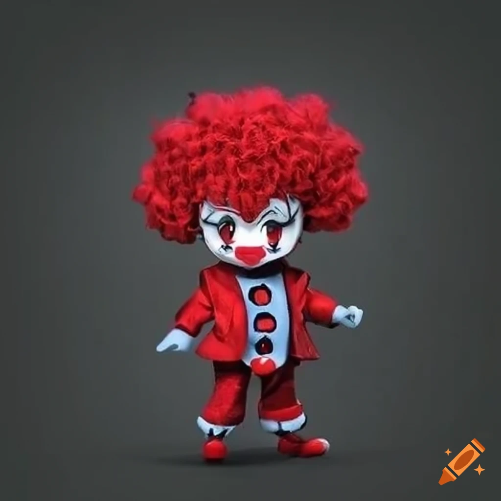 Black and red chibi clown doll on Craiyon