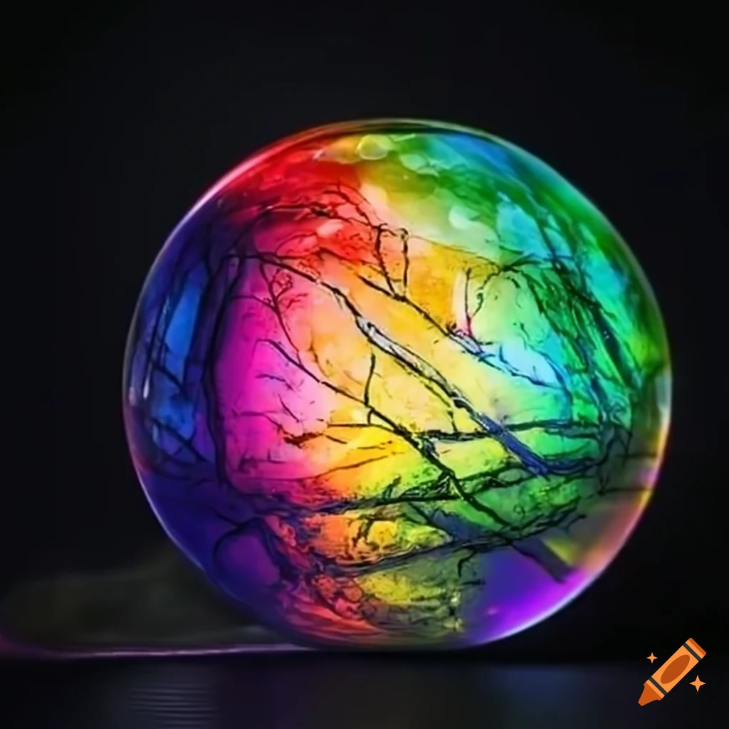 Crystal ball with a rainbow panda inside on Craiyon