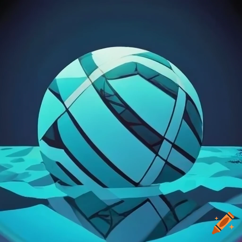 geometric water polo ball on mountain top