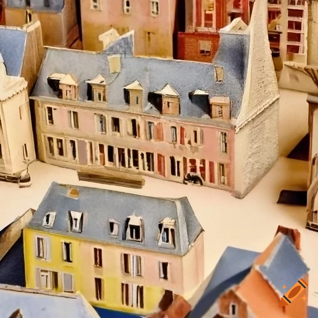 Vintage scale paper model of saint malo france