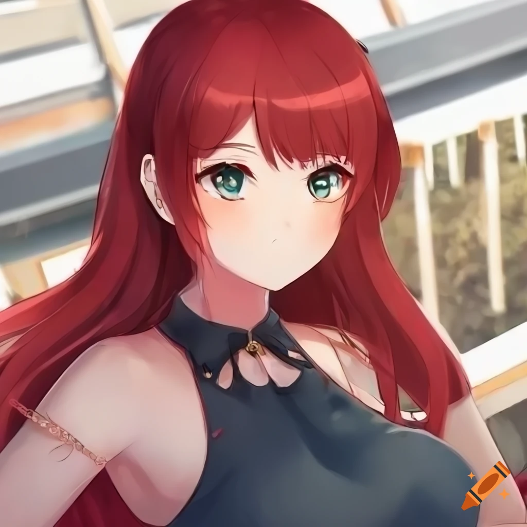 Anime artwork of a beautiful girl with red hair on Craiyon