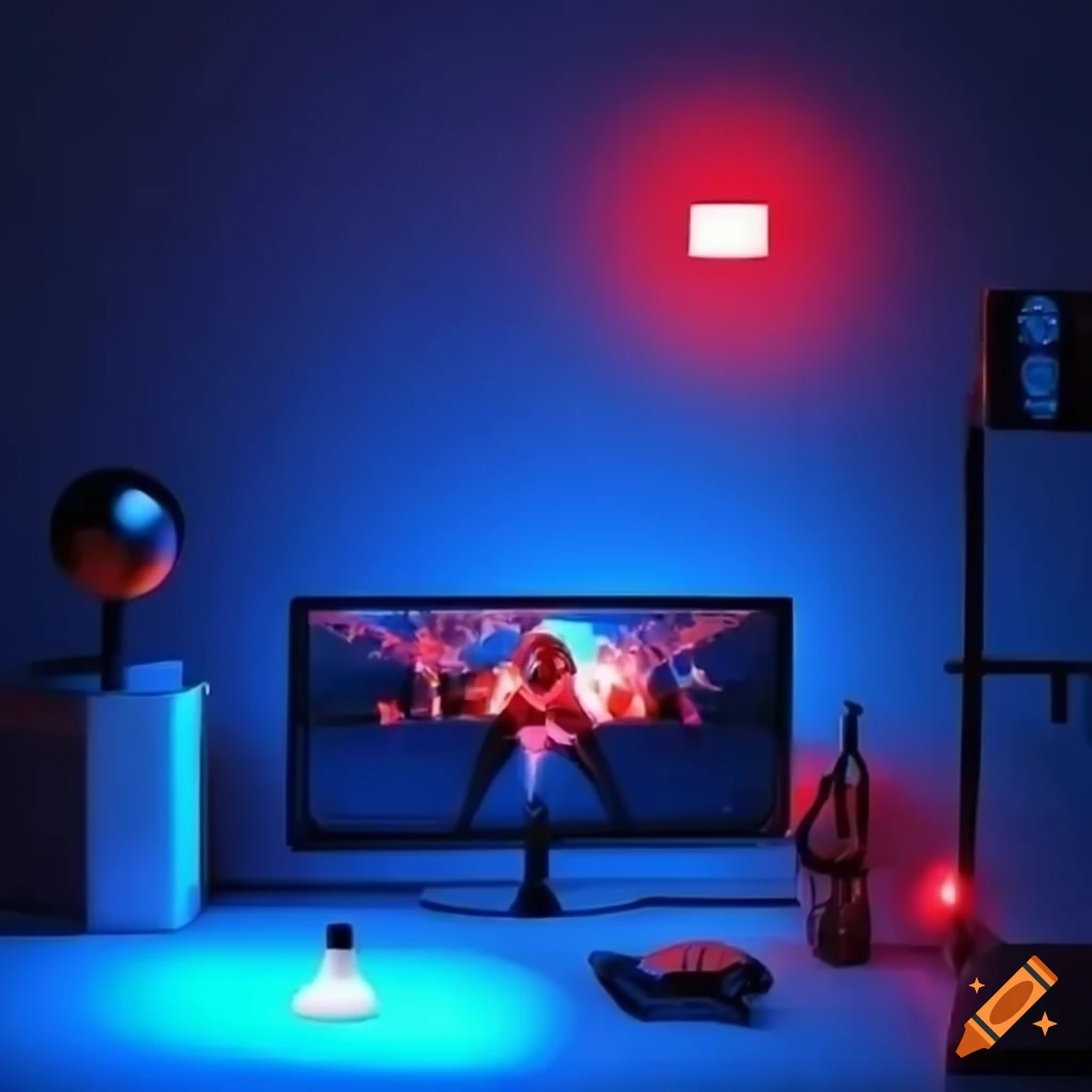 Studio  3d avec setup gaming et jeu de lumière on Craiyon