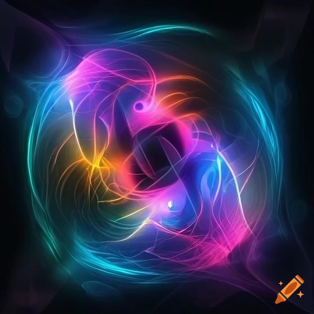 futuristic abstract art with vibrant colors on a dark background