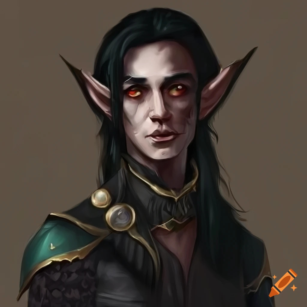 portrait of a male evil elf wizard