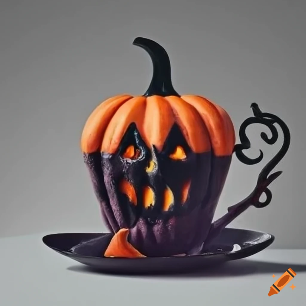 spooky pumpkin teacup
