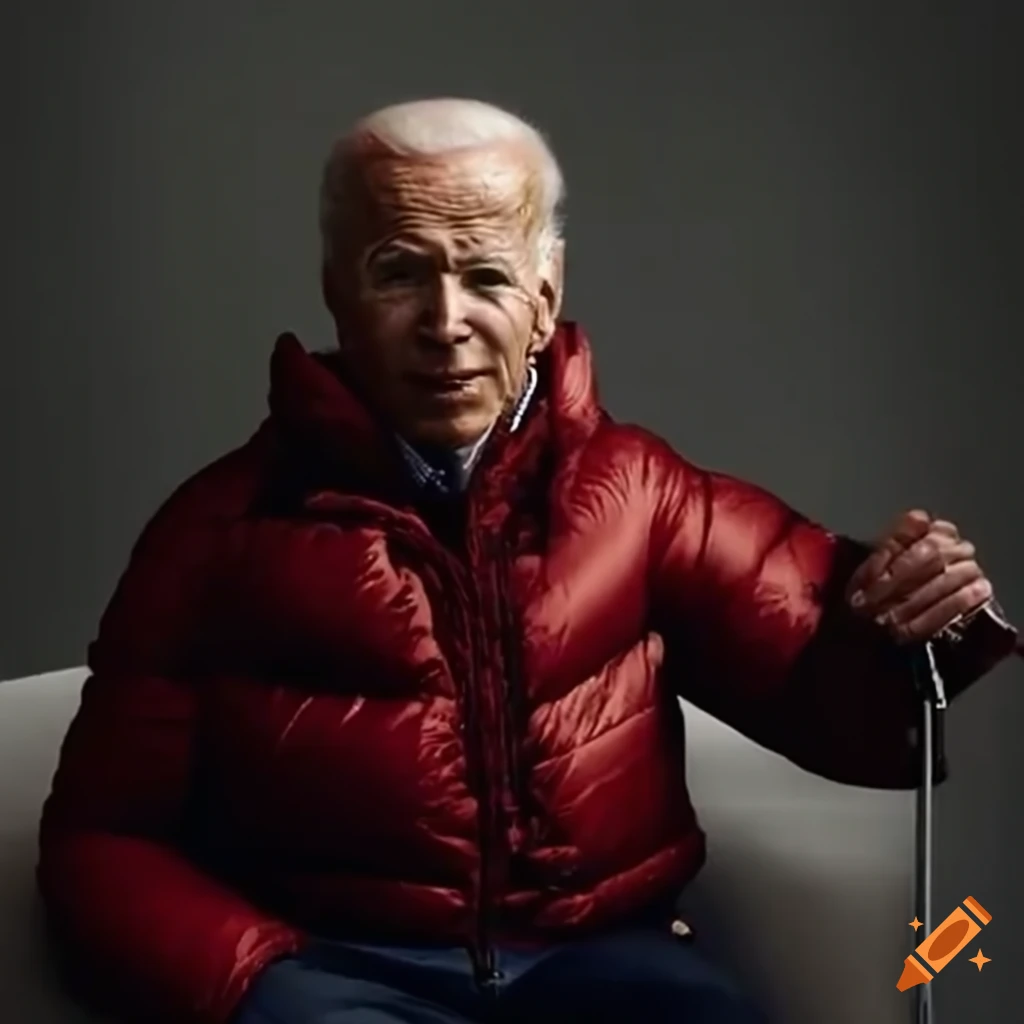 Joe Biden wearing a puffer jacket