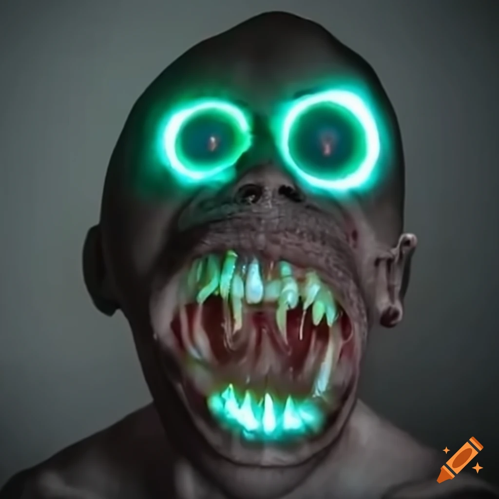 image of a terrifying pale creature with glowing eyes