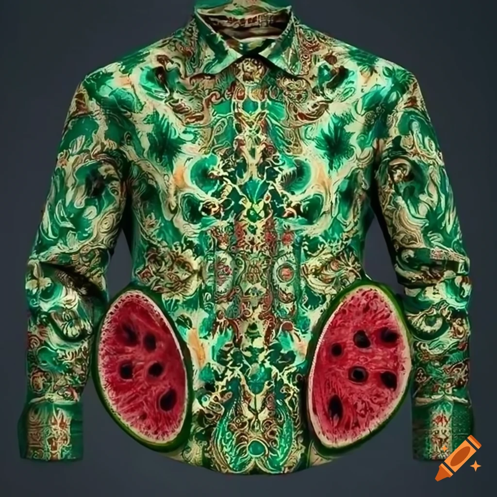 Men's shirt with green and red watermelon design on Craiyon