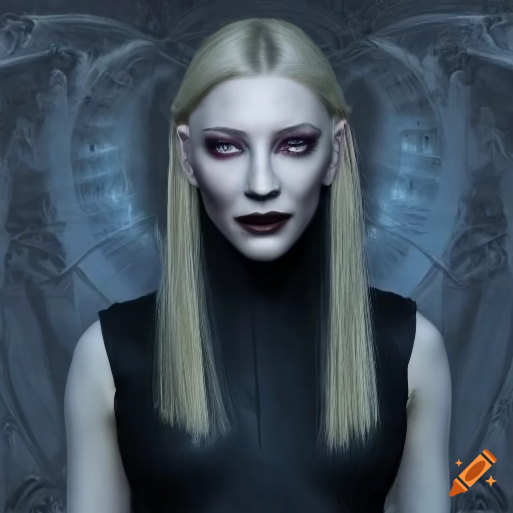Portrait of kate blanchett as a dark and pale vampire on Craiyon