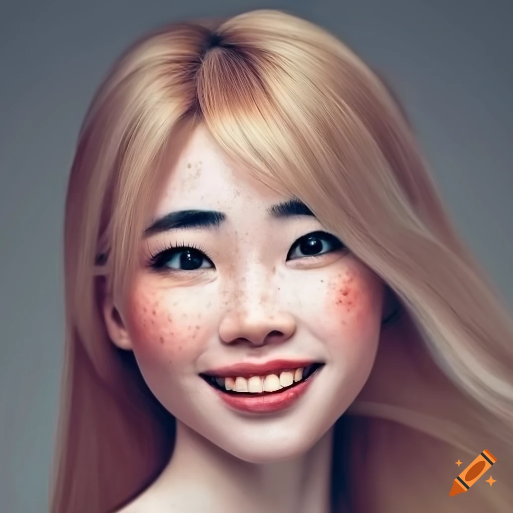 close-up portrait of a smiling woman with freckles and blonde hair