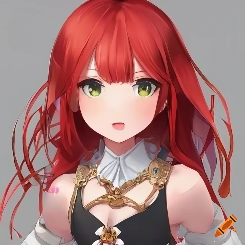 Anime artwork of a beautiful girl with red hair on Craiyon