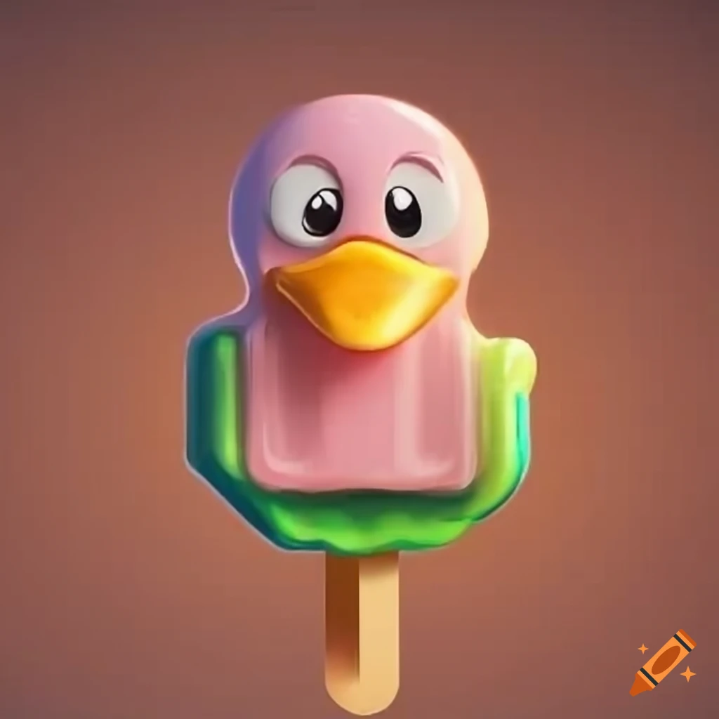cartoon illustration of a popsicle shaped like a duck