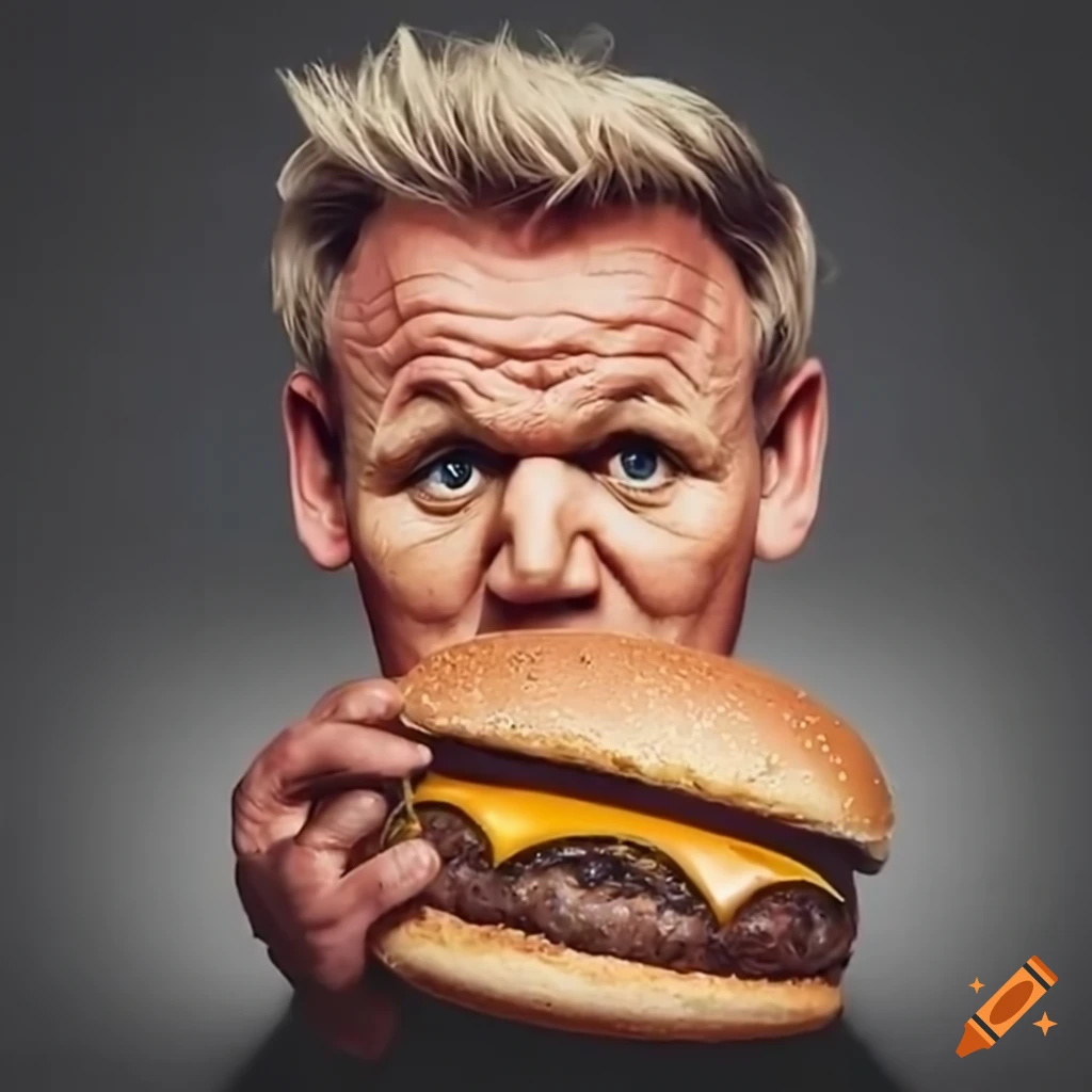 Gordon ramsay yelling at a cheeseburger on Craiyon