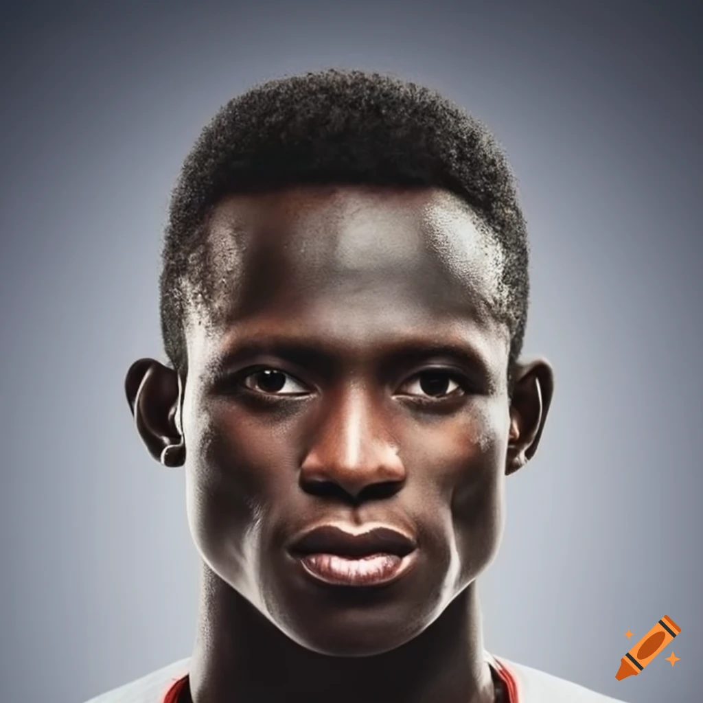 Gambian Male Soccer Player In Black And Red Jersey On Craiyon