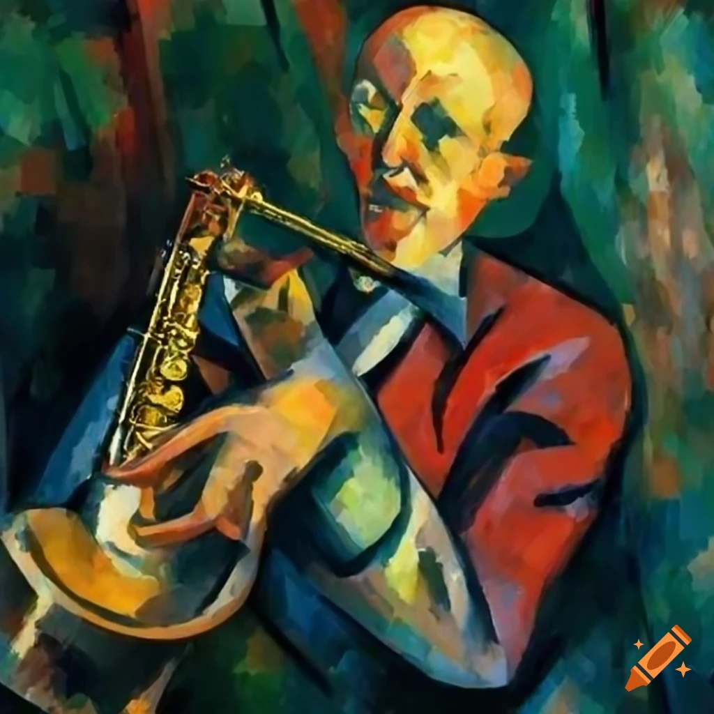 Cubist painting of jazz musicians