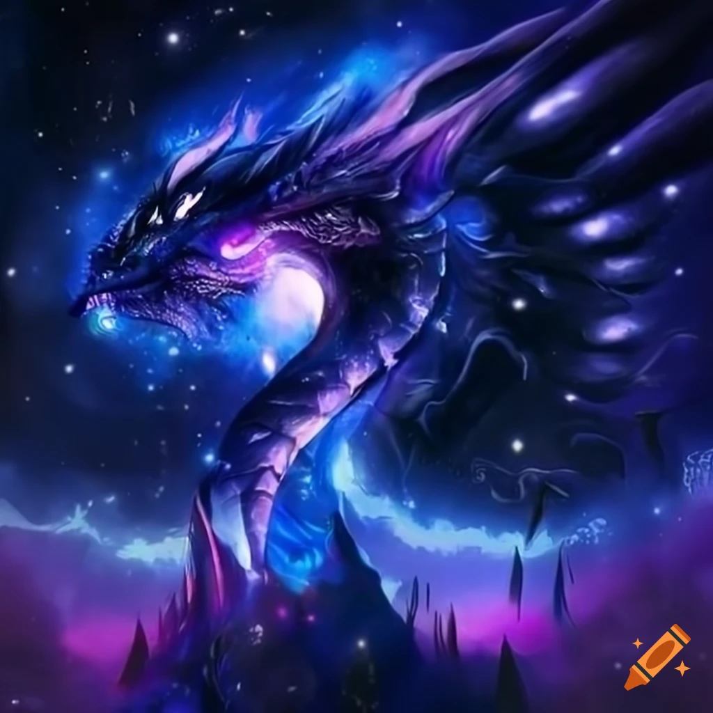 Image of a dark blue galaxy dragon on Craiyon