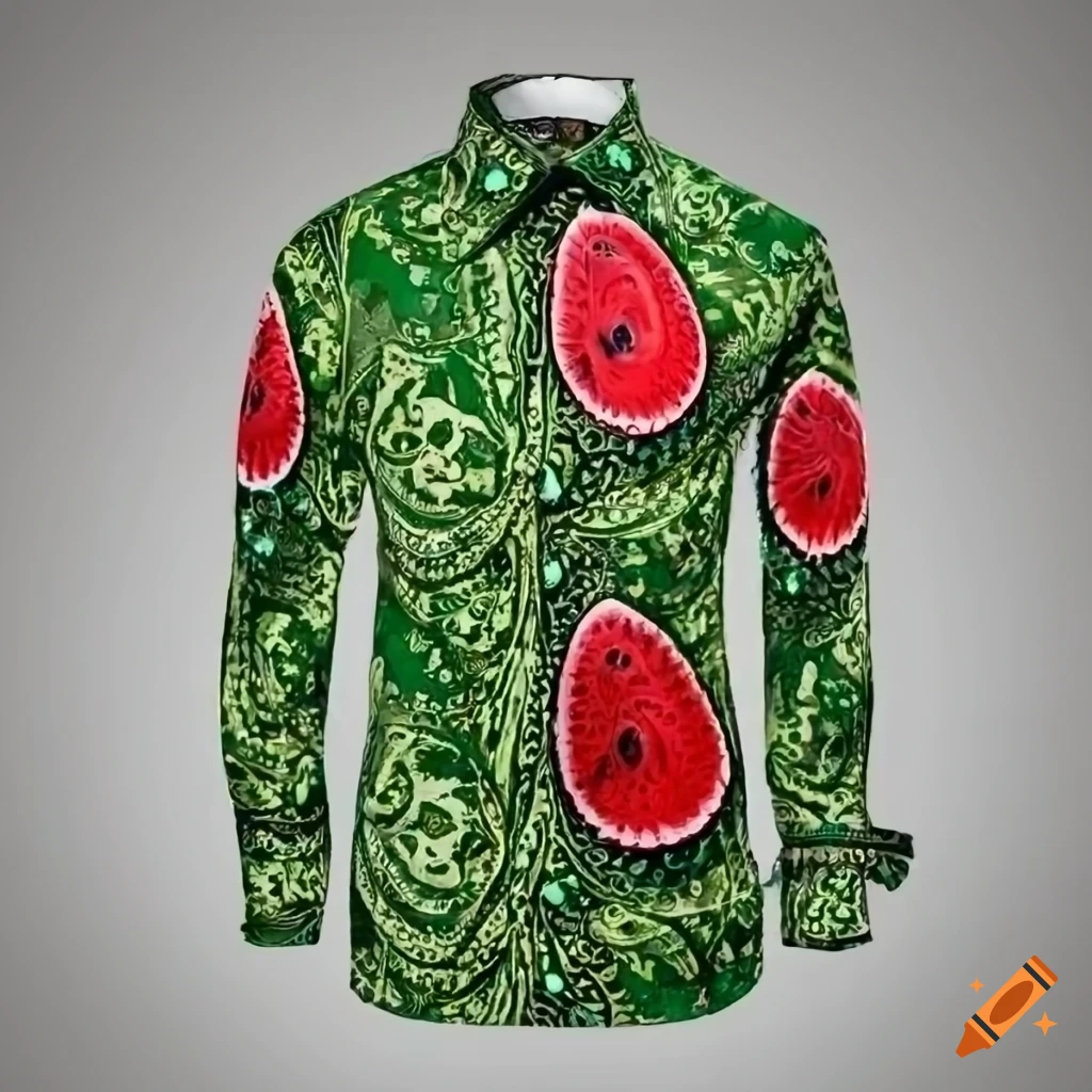 Men's shirt with green and red watermelon design on Craiyon