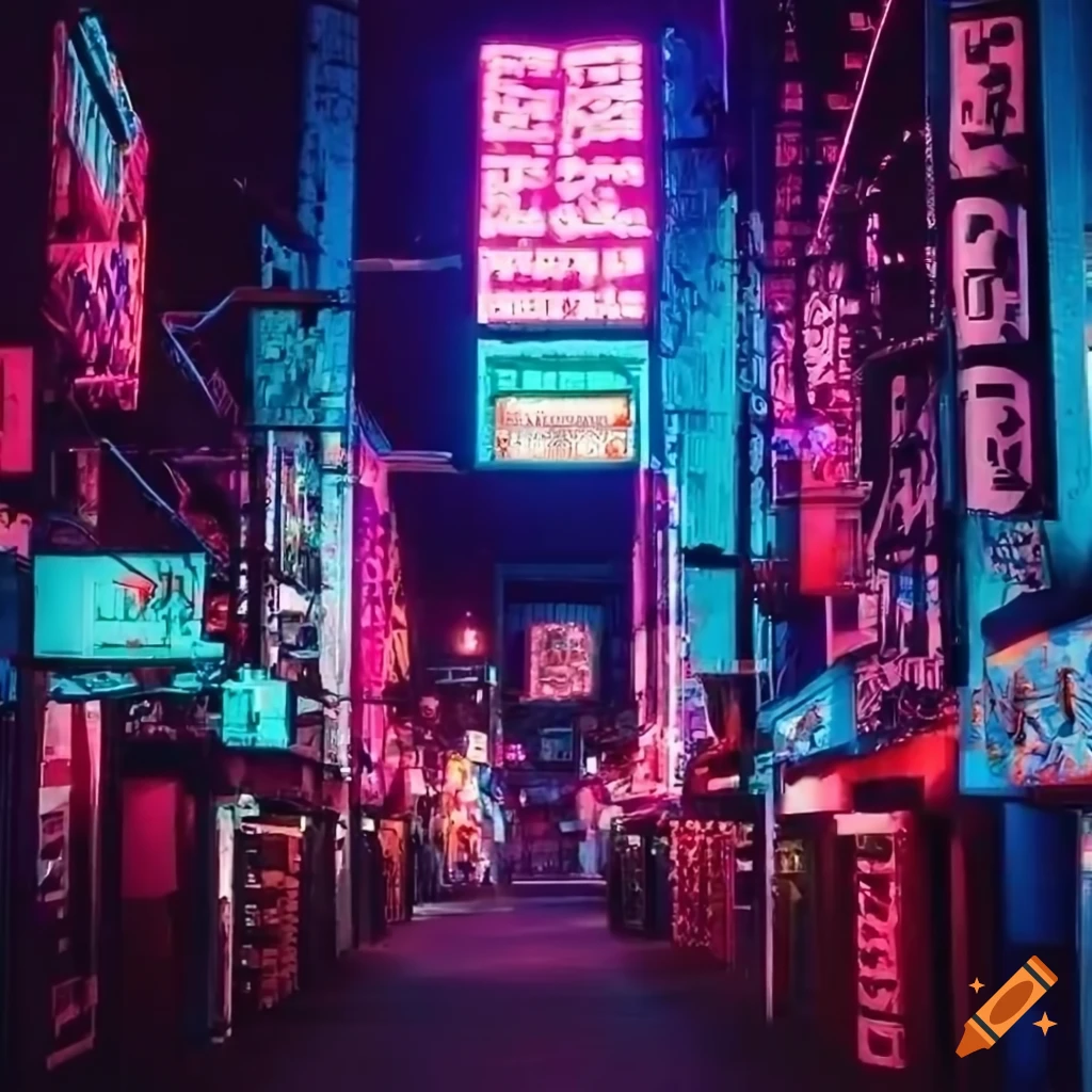 Neon-lit cityscape