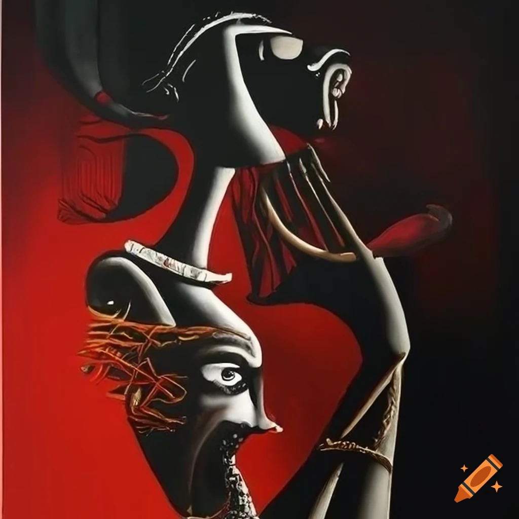 surrealist artwork inspired by African tribes