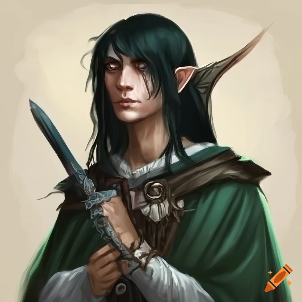 Portrait of a male evil elf wizard on Craiyon