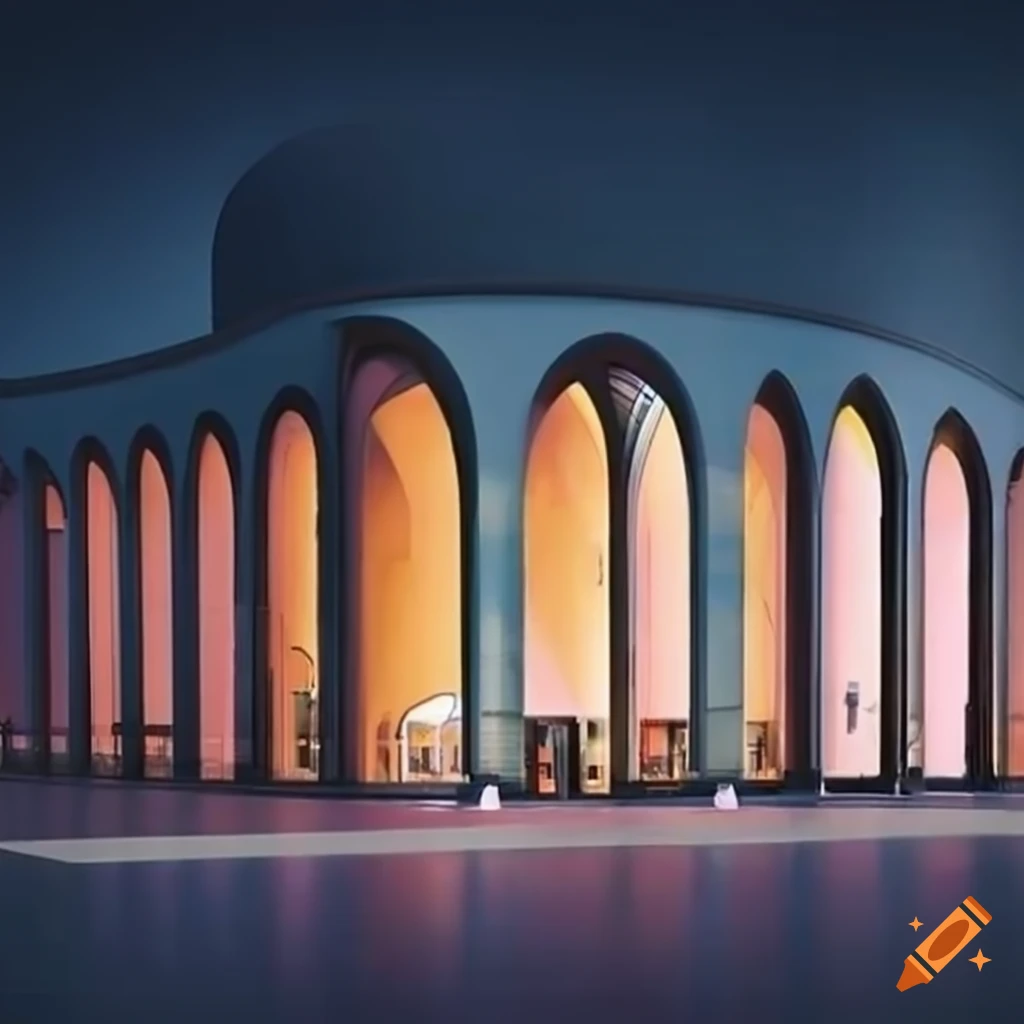 commercial mall facade with arches