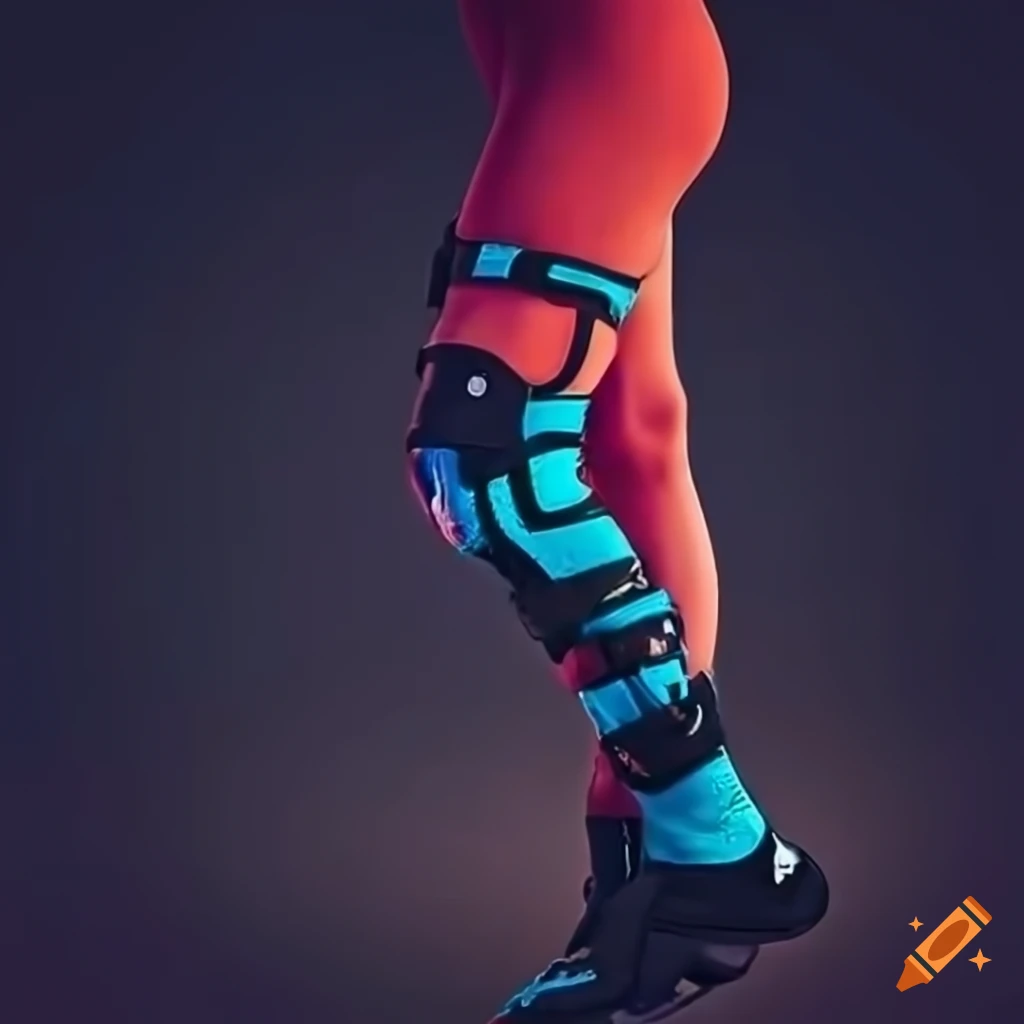vibrant colors of a cyclist with a knee brace
