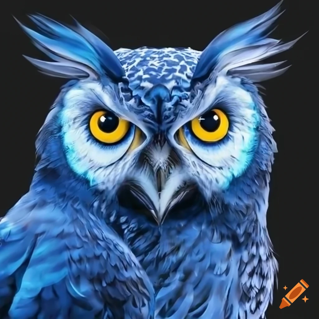 Bold Owl Eyes Logo In Blue And Gray On Craiyon