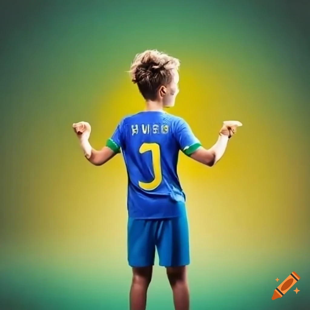 young soccer fan wearing Brazil Jersey