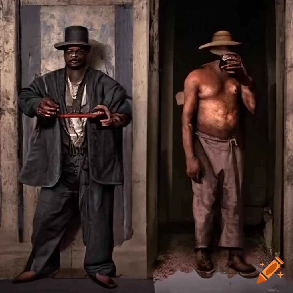 split screen image of rival gangs in a dark fantasy setting