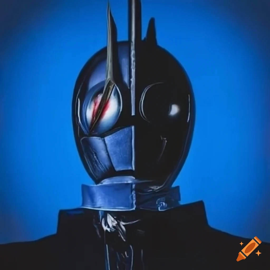 image of The Undertaker and Kamen Rider on blue background