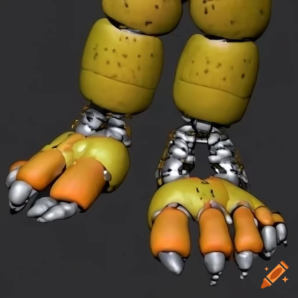 Close-up of chica's orange feet from five nights at freddy's